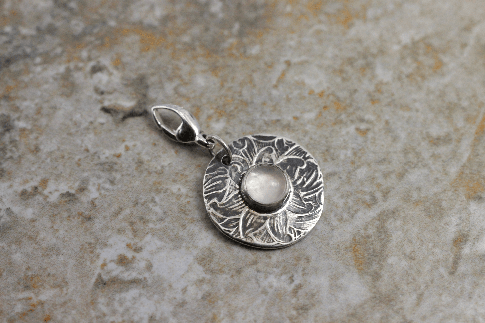 Sterling Silver Flourishing Rose Quartz Charm ~ Handcrafted Jewelry ~ VANDA inspired