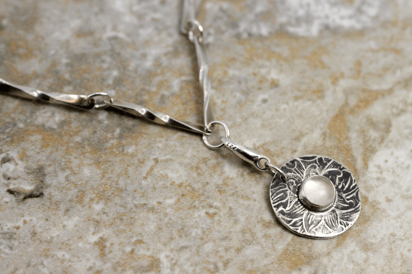 Sterling Silver Flourishing Rose Quartz Charm ~ Handcrafted Jewelry ~ VANDA inspired