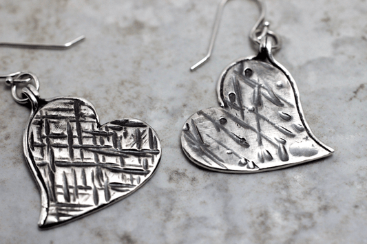 Sterling Silver Dangling Heart Earrings ~ Handcrafted Jewelry ~ VANDA inspired