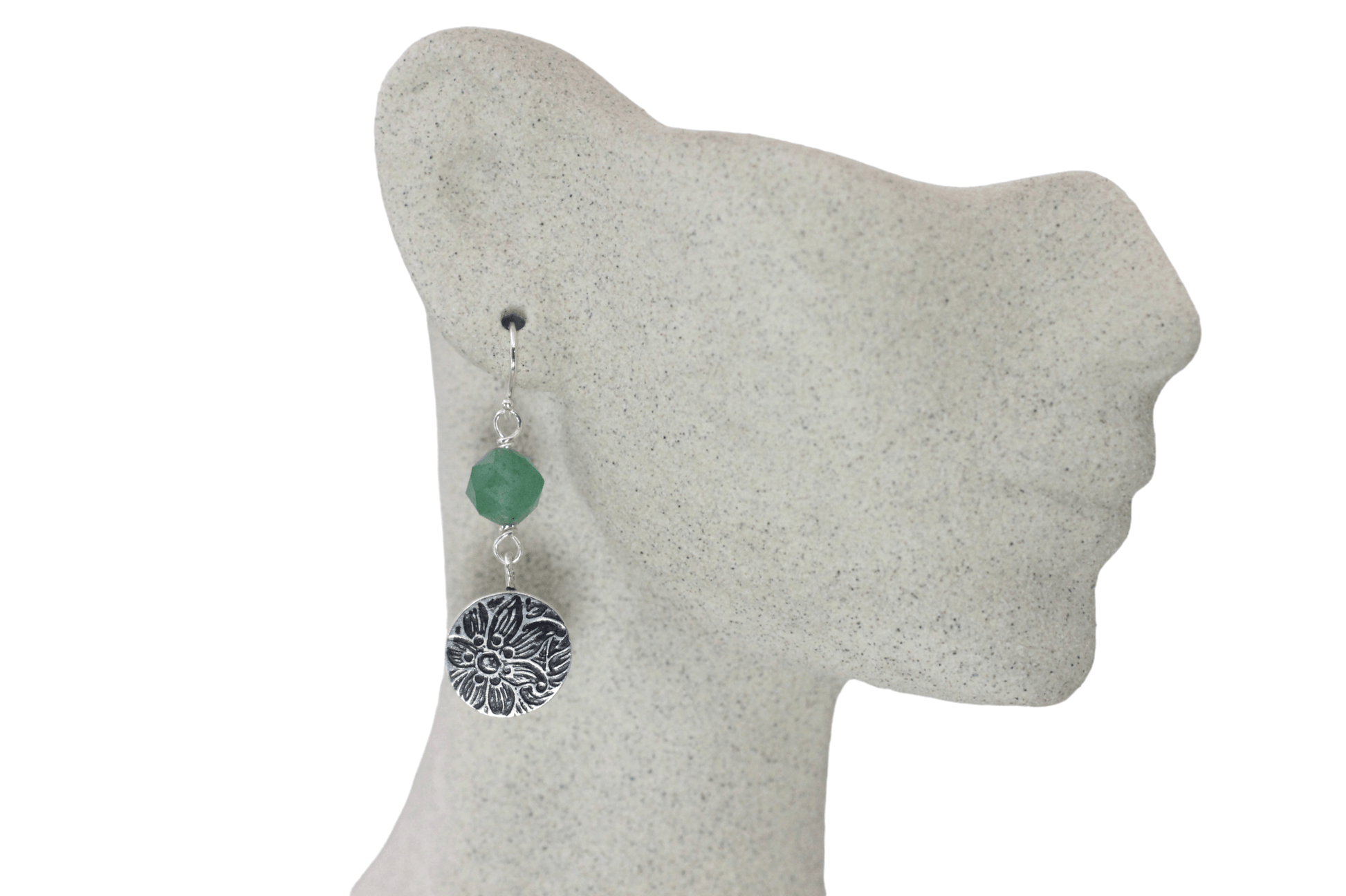 Sterling Silver, Green Aventurine & Flourishing Rondelle Earrings ~ Handcrafted Jewelry ~ VANDA inspired