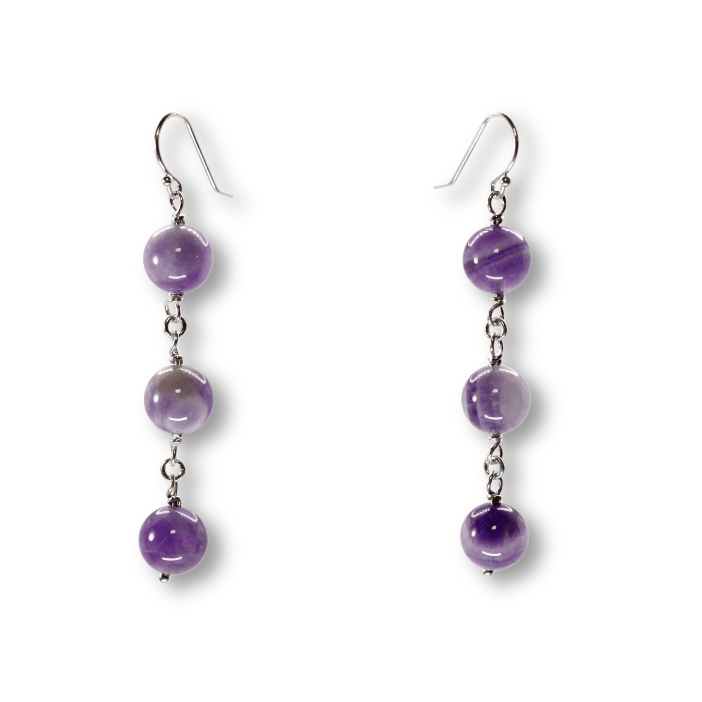 Earrings: Amethyst Beaded Chain Dangles