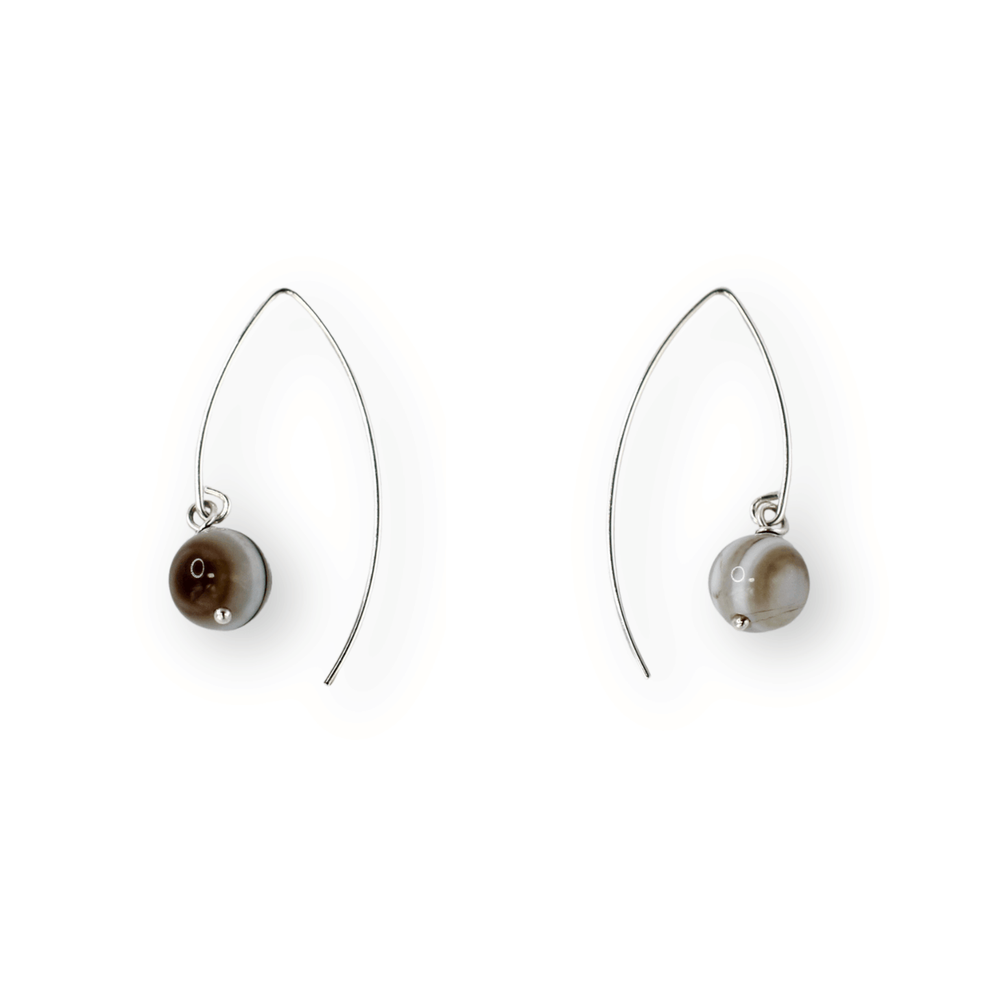 Earrings: Banded Agate Marquise Drops