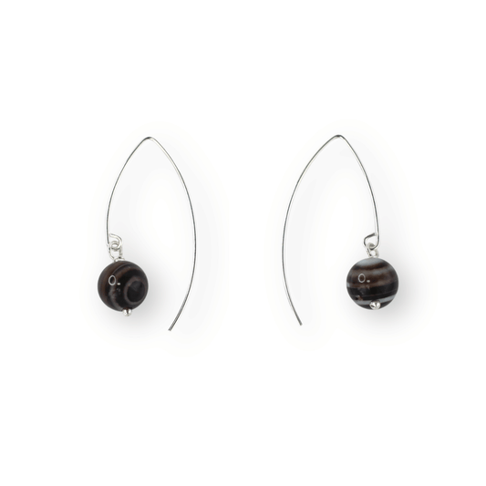 Earrings: Black Agate Marquise Drops