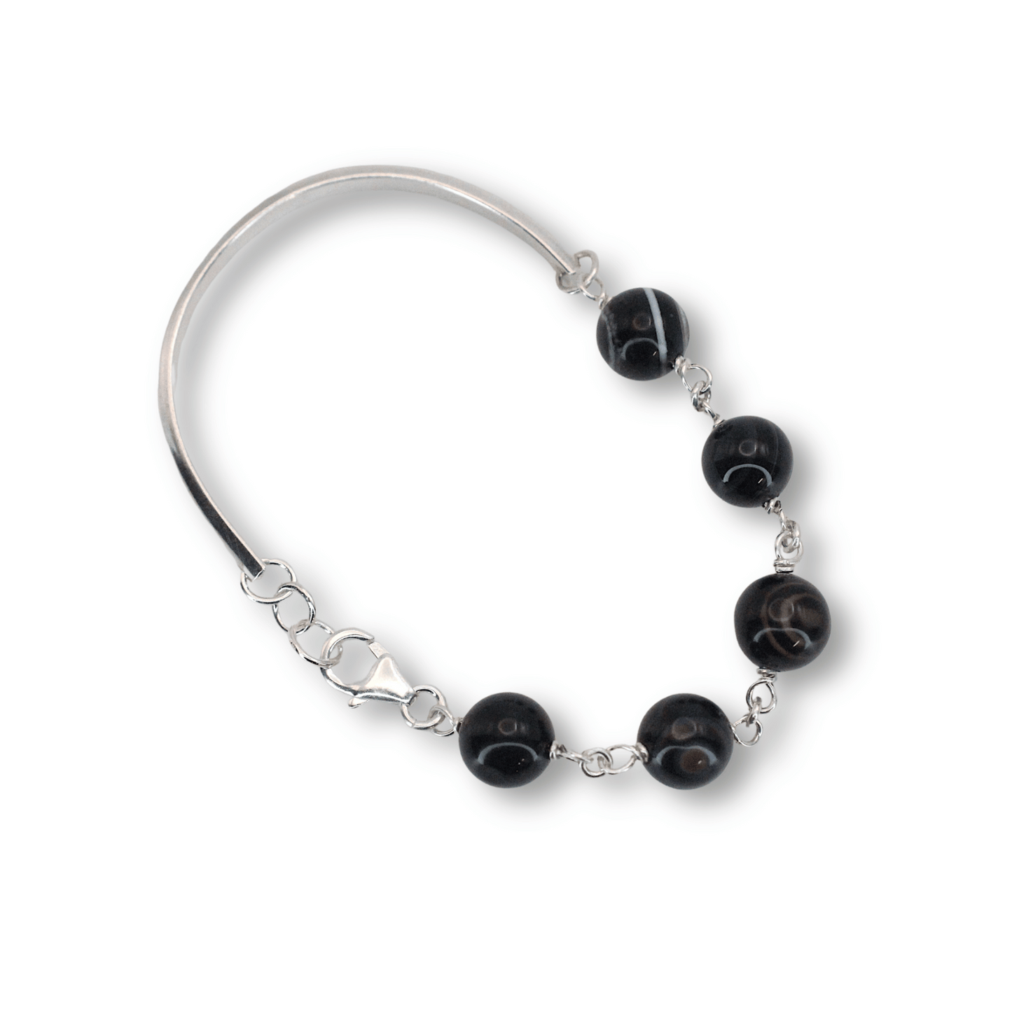 Bracelet: Black Agate Half Cuff