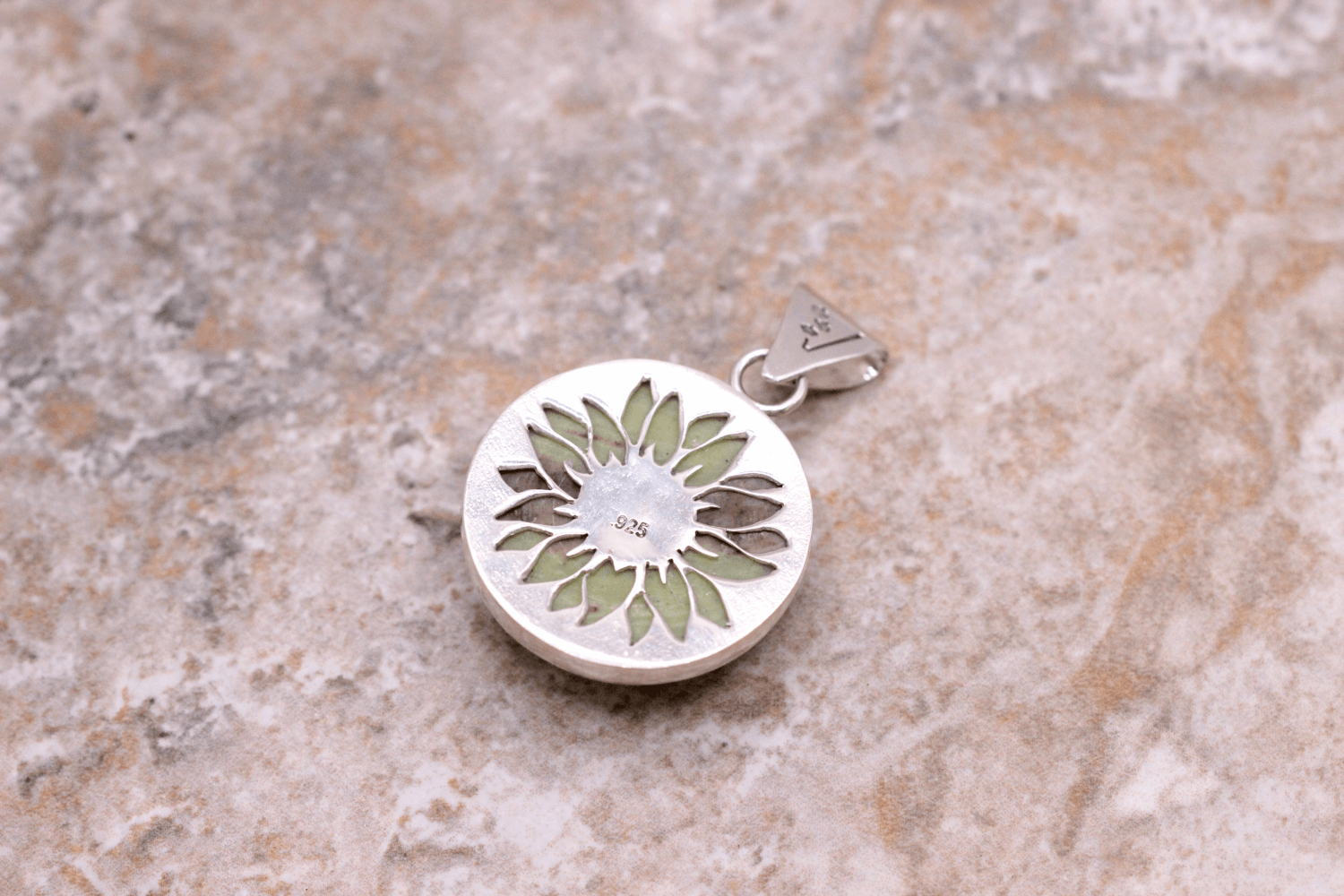 Sterling Silver, Serpentine Sunflower Pendant ~ Handcrafted Jewelry ~ VANDA inspired