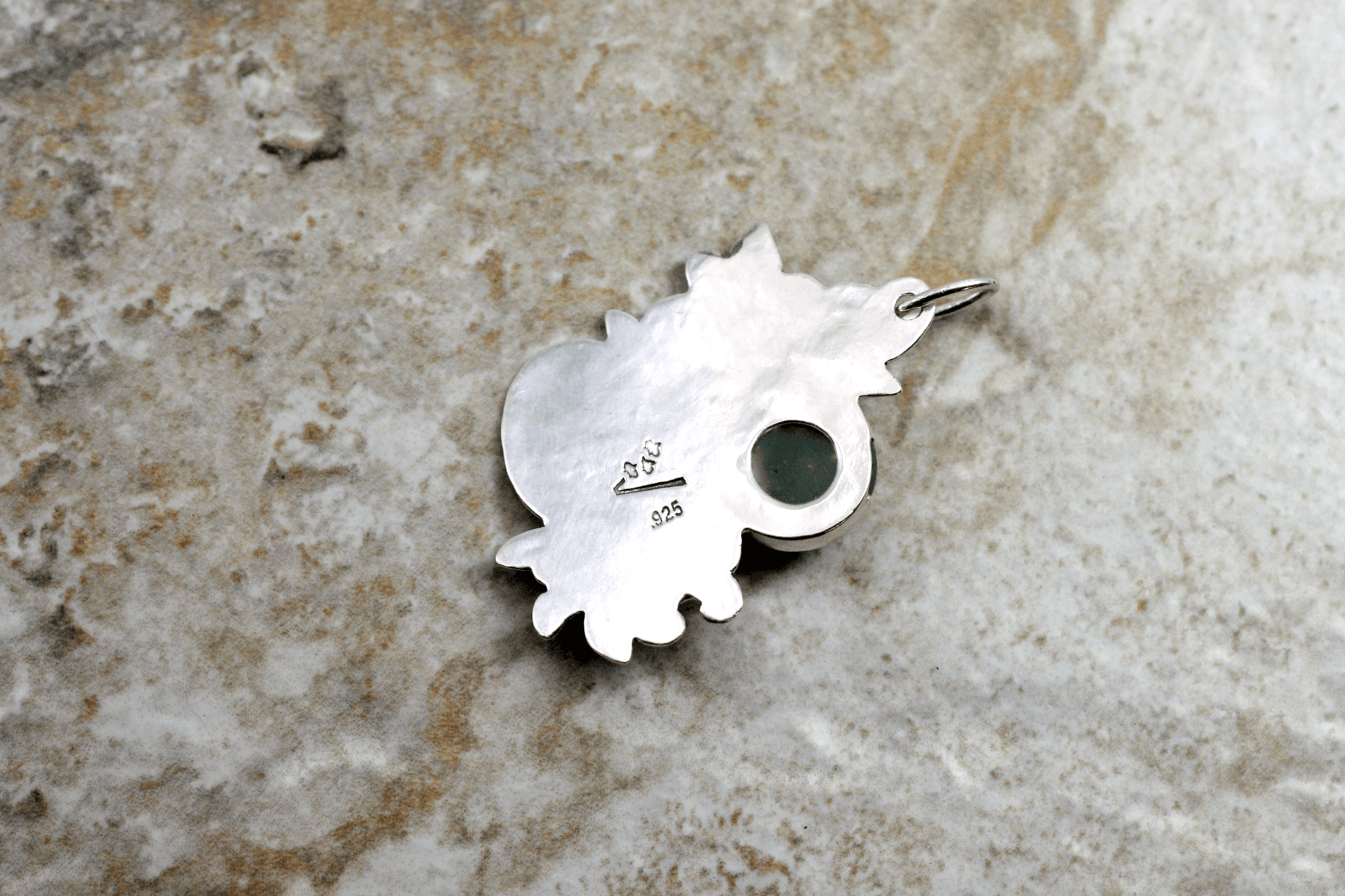 Sterling Silver, Green Aventurine Paisley Flower Pendant ~ Handcrafted Jewelry ~ VANDA inspired