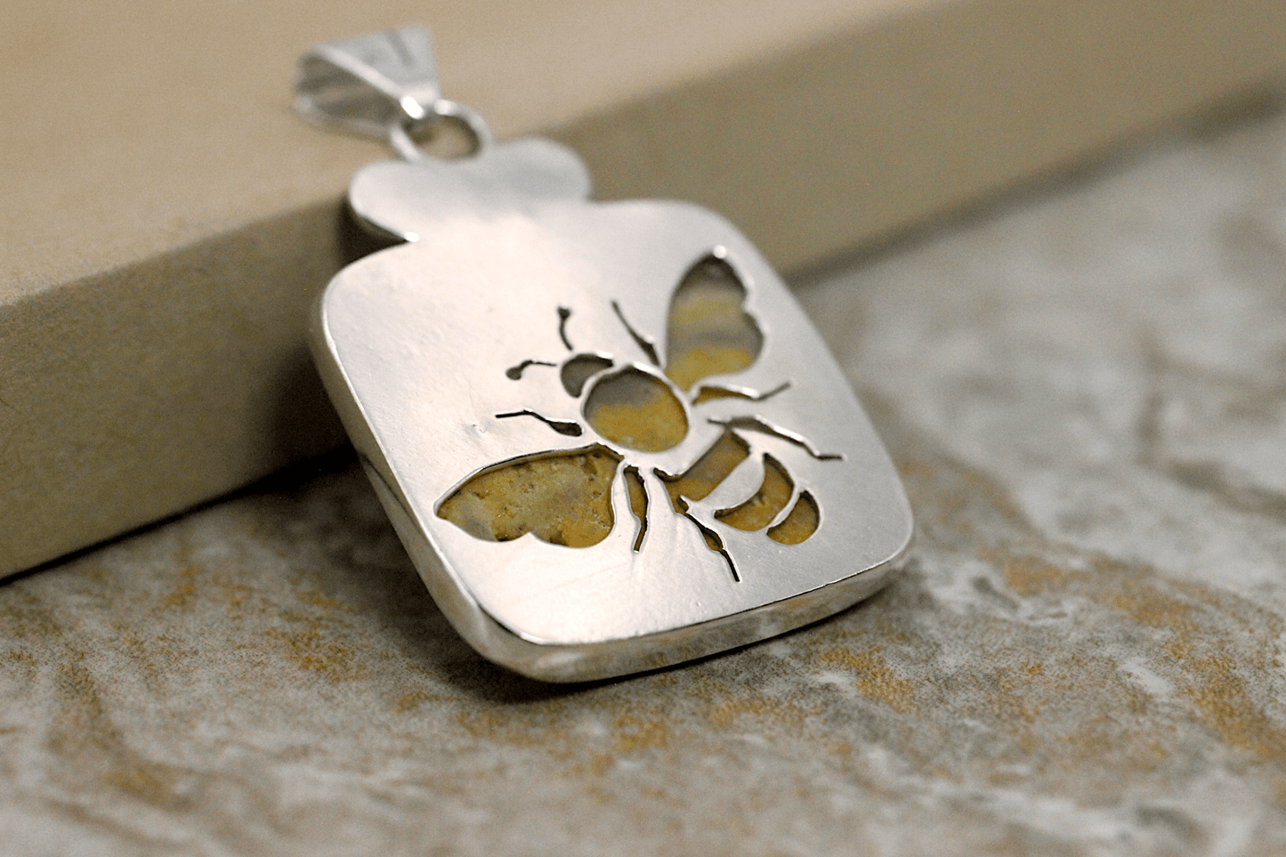 Sterling Silver, Bumblebee Jasper Bee Pendant ~ Handcrafted Jewelry ~ VANDA inspired