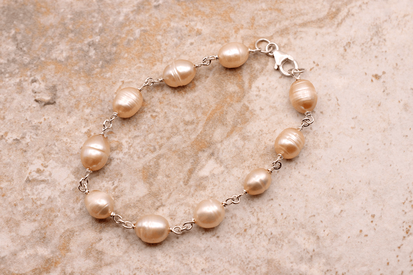 Sterling Silver, Pearl Chain Bracelet ~ Handcrafted Jewelry ~ VANDA inspired