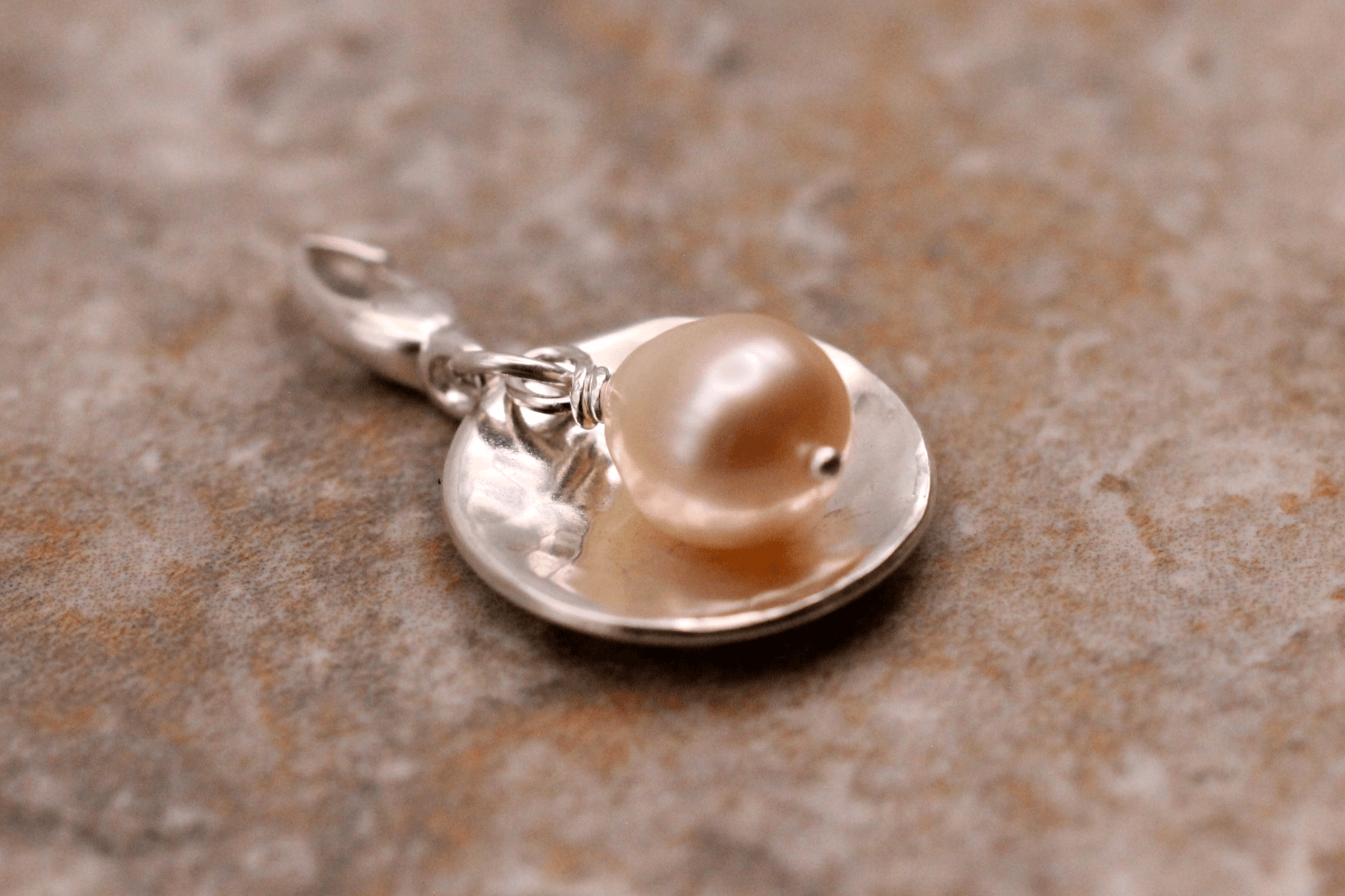 Sterling Silver, Pearl Mirror Charm ~ Handcrafted Jewelry ~ VANDA inspired