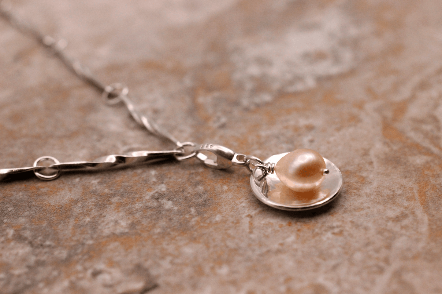 Sterling Silver, Pearl Mirror Charm ~ Handcrafted Jewelry ~ VANDA inspired
