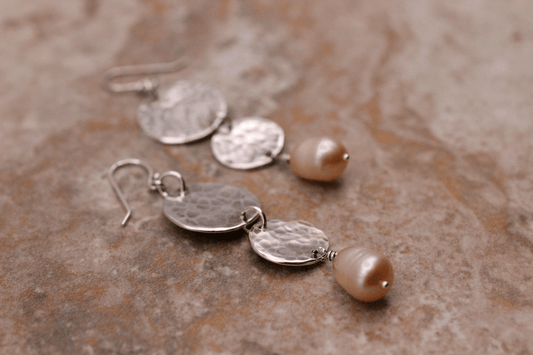 Pearl & Round Dangle Earrings ~ Handcrafted Jewelry ~ VANDA inspired