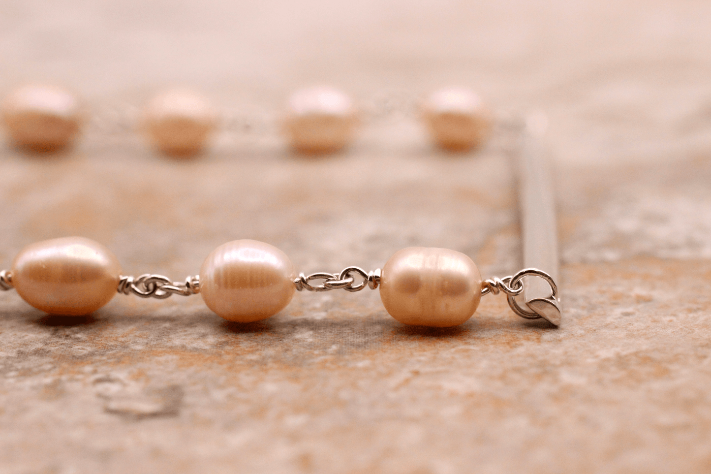 Sterling Silver, Pearl Chain & Bar Necklace ~ Handcrafted Jewelry ~ VANDA inspired