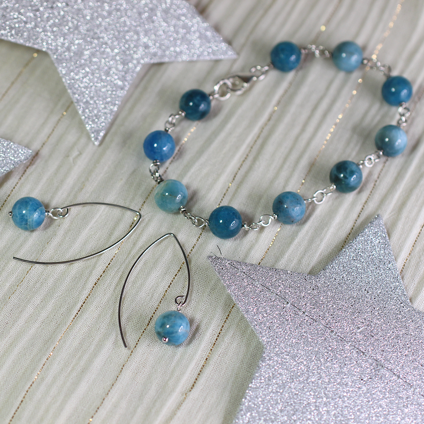 Bracelet: Blue Apatite Beaded Chain