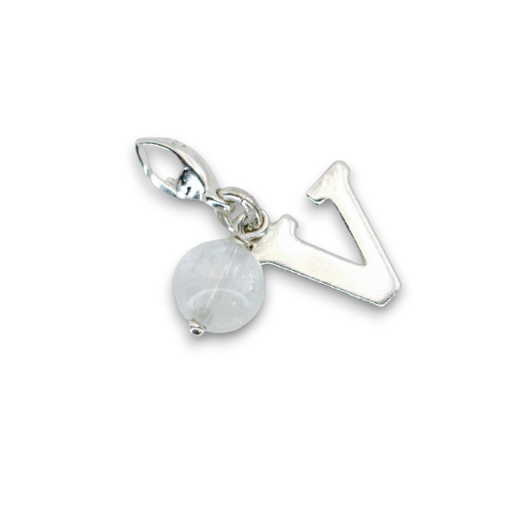 Charm: Letter & Clear Quartz